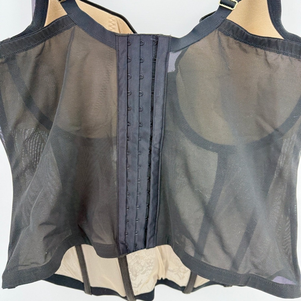 Cacique Black Lace Corset 42DD Underwire Sheer Dark Coquette Whimsigoth NEW - Picture 10 of 10